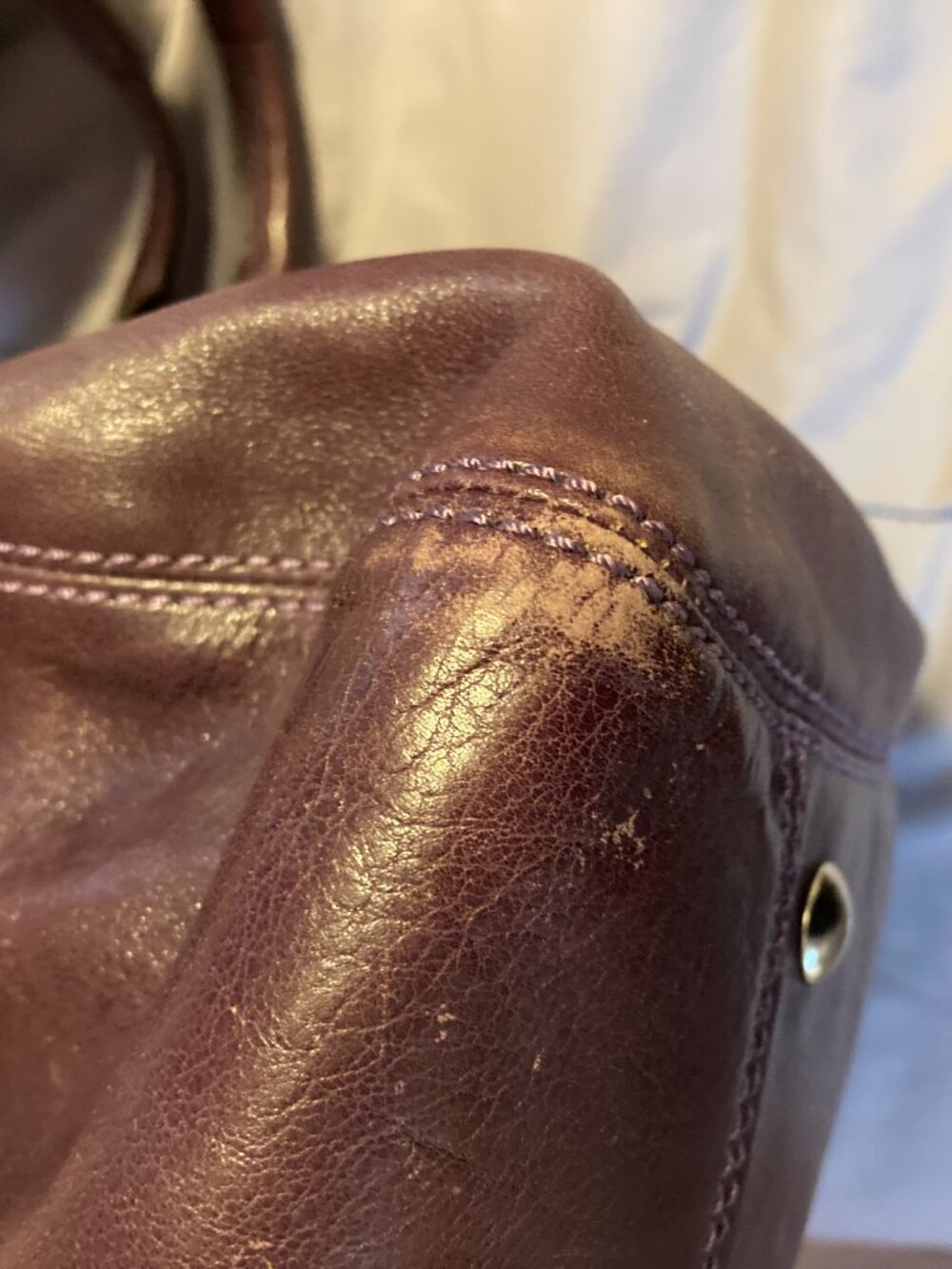 Coach Bag Purse Purple Garnet Carryall Satchel Leather F13914 - Picture 5 of 10